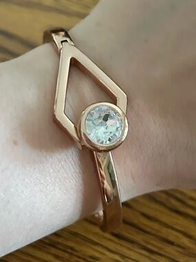 White House Black Market Rose Gold Geometric Crystal Bangle Bracelet